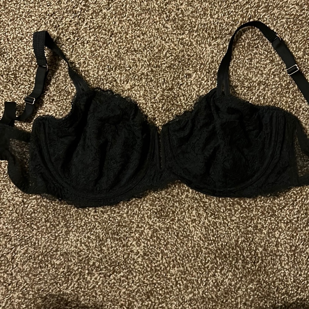 Lacey black bra.